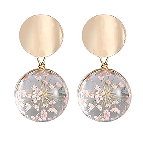 OutgeekOutgeek Dried Flower Dangle Earrings All-Match Fashion Pressed Plant Earrings for Girl Pressed Flower Stud Earrings