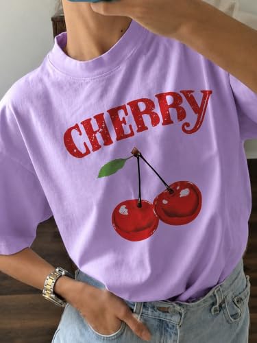 Image of Jawdrobe Cotton Blend Oversized Fit Half Sleeve Printed Round Neck T-Shirt for Women