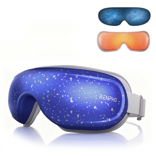 RENPHO Limited Edition Eye Massager with Heat and Cooling Voice Control, Birthday Day Gifts for Mom Dad Women Men Her Him, Eyeris 3 Eye Care Sleep Mask for Migraines C-Blue-Voice Controlled