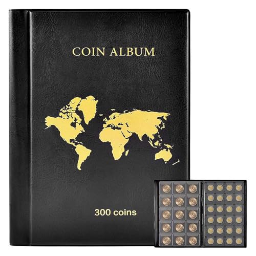 Álbum de colección de monedas transparente con 300 bolsillos protectores anticaída 5
