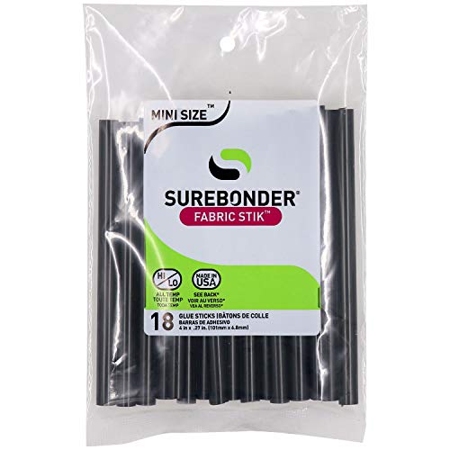 Surebonder Black Mini Size Fabric Hot Glue Sticks, 4-Inch Length