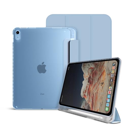 Image of GRIPP Ultra Transparent PC Back Case for iPad 10.9 inch (10th Generation, 2022), iPad 11 inch (A16, 2025), Trifold Stand, Pencil Holder, Auto Sleep /Wake - Sky Blue