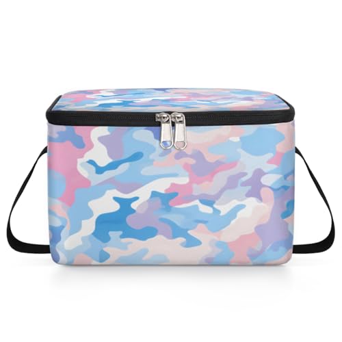 GzLeyigou Camouflage Texture Lunch Bags for Women Men 9 Cans, Hot & Cold Food Delivery Bag Insulated Grocery Bag Insulated Lunch Box Colorful Camo Cooler Bag for Office Work Picnic Beach