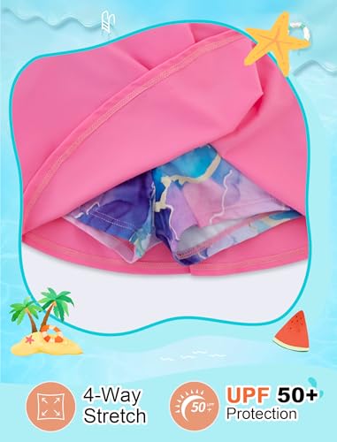 Image of Girls Swimsuit Long Sleeve Swim Shirt 3 Piece Rash Guard for Girls Bathing Suit with Boyshorts