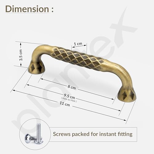 Image of Plantex Cabinet Handle /Kitchen Cabinet Door Handle /Wardrobe /96 mm Cupboard Handle /Door Pull-Push Handle for Home /Office - Pack of 2 (Brass Antique)
