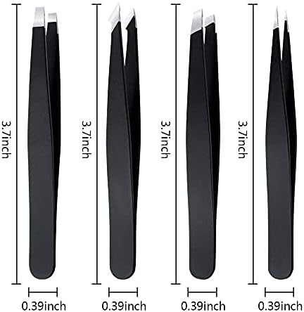 Tweezers Set Tweezers for Eyelashes Stainless Steel Plucking Precision Tweezers Set for Ingrown Hair Remove and Lash Extension, Plucking Tweezers with Leather Case for Gifts (6-Piece)