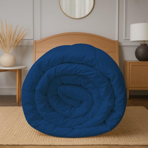Image of Earthlycozy 500 GSM Premium Comforter - All-Season Down-Alternative, Lightweight, Breathable, Hypoallergenic and Machine Washable (Blue, Single)