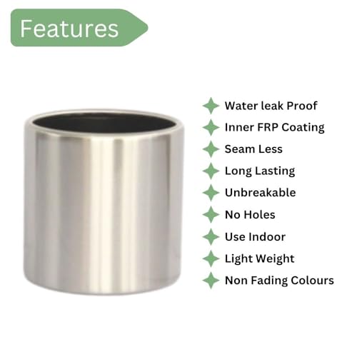 Image of Prime Stainless Steel Planter Pot | 45X45 Cms | Tree Pot | Matt Finish with External Clear Coated and Inner FRP Water Proofing Liner | 1 Pcs