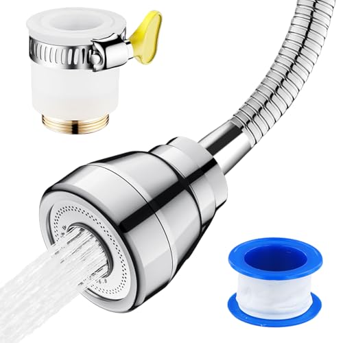 Aeratore Rubinetto Cucina 360° Girevole con 3 Modalità, Rompigetto Rubinetto Bagno e Cucina, Filtro Rubinetto Risparmio Idrico, 1 Pezzo, Adatto per Lavello Cucina e Bagno