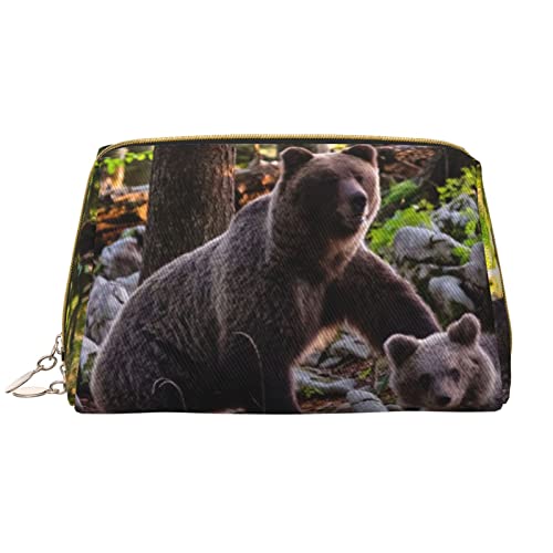 Trousse de maquillage motif ours PSVOD en cuir blanc, le cadeau parfait pour fille