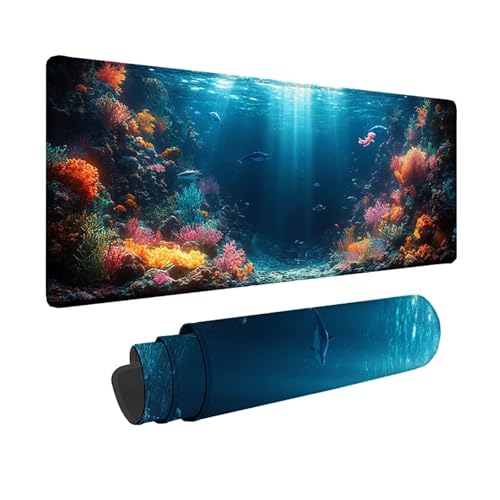 Tapis souris ocean impermeable grand format 150x80cm avec bords cousus durables