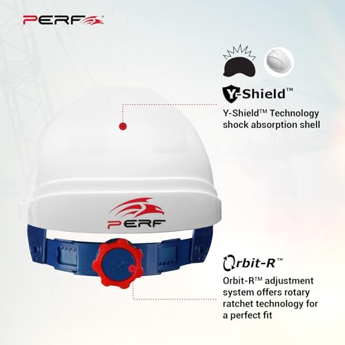Image of PERF Safety Helmet for Construction & Outdoor Work|Easy 3D Fitting System for Any Head Size|Lightweight|8-Point Support Easy Impact Absorption Sweatband|Orbit-R|White