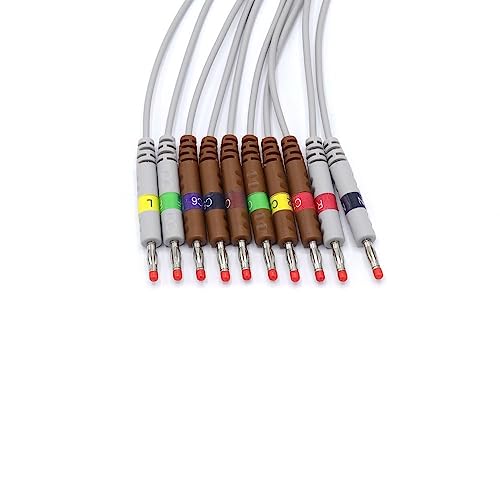 Kompatibles EKG/EKG-Kabel für Schiller AT10, AT10 Plus, AT101, AT102, AT102-Plus, AT104, AT110, AT3, AT5, AT6, AT60 10 Kabel 9.8 ft IEC Banana 4.0mm 15 Pins SK1214B