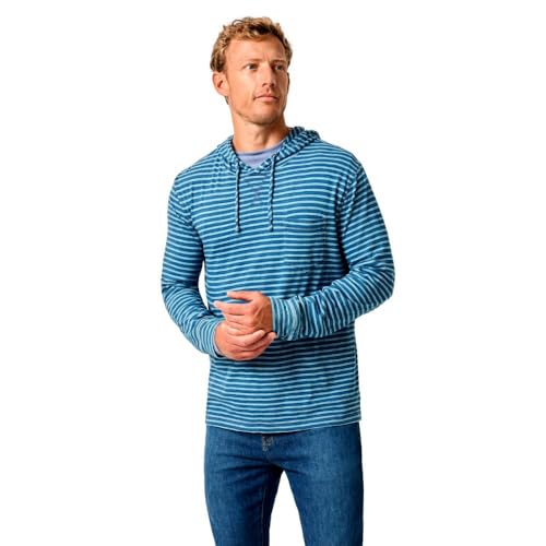 johnnie-O Men's Zeus Striped Cotton Hoodie, Indigo