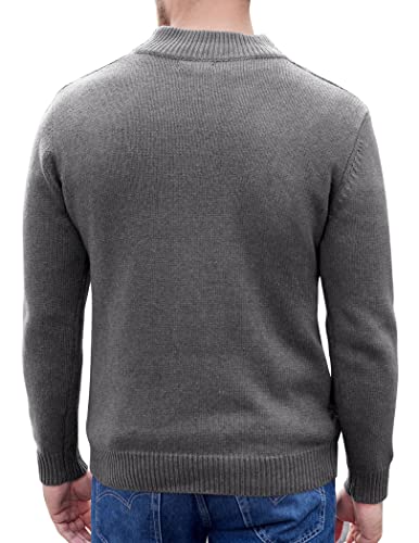 COOFANDY Men's Winter Sweaters High Neck Henley Sweater Turtleneck Classic Sweater with Buttons Regular Fit2