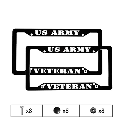 License Plate Frames Veteran U.s. Army 2 Pcs Set Fashion Patriotic Car Tag Holders Aluminum Composite Design Veteran America Army License Plate Covers 4 Holes 4 Screws #TOP6