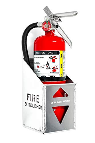 Black Boar Aluminum Holder for Enclosed Trailer/Garage | Securely Holds a 5lb. fire Extinguisher | Durable Construction | Easy to Install (66105)