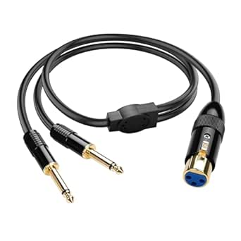 PNGKNYOCN 1/4 Inch Stereo Verlengkabel Haakse 6.35mm Mannelijke naar Vrouwelijke TRS Stereo Audio Kabel voor Versterkers, Gitaren, Home Theater Apparatuur Etc (50cm