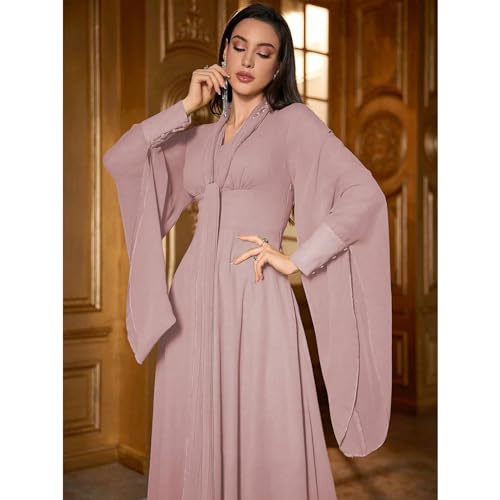 Image of TOLEEN Casual Dresses for Women Long Sleeve Flowy Swing Chiffon Maxi Dresses Pink, X-Large