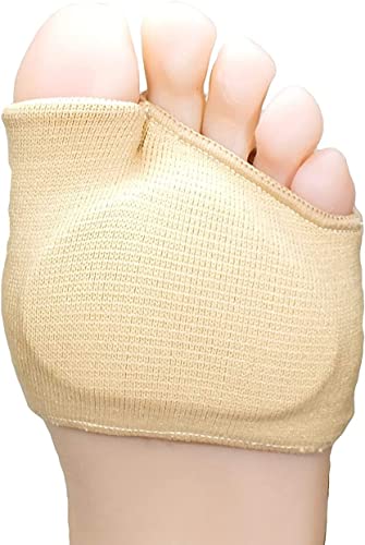 Image of forefoot pads for pain relief hallux valgus support for bunion forefoot Sleeve pads, metatarsal pads for men and women with ball of foot cushion (1 pair) Beige, Cotton