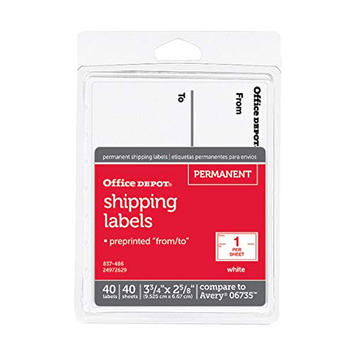 Office DepotWhite to/from Shipping Label Pad, 3 3/4in. x 2 5/8in, Pack of 40, OD98806