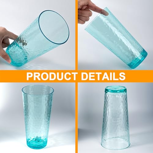 26-ounce Acrylic Highball Glasses Plastic Tumbler Larger Drinking Glasses, set of 6 Multicolor by KX-WARE - Image 4