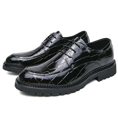 Men's Fashion Classic Dress Shoes Lightweight Shiny Patent Leather Pointed Toe Summer Lace Up Oxford Shoes