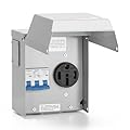 50 Amp Temporary RV Power Outlet with Breaker, Briidea Outdoor Breaker Box with NEMA 3R Waterproof Enclosure, Prewired, Five Pre-Reserving Holes for Easy Installation