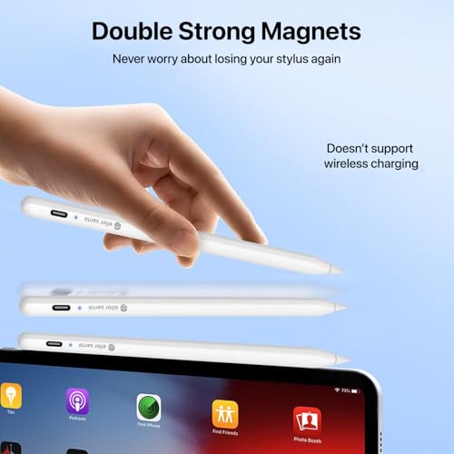 Image of eller sante Universal Stylus Pen for Touch Screen Devices Compatible with Android, iOS, Tablets & Smartphones iPad Pencil Power Display Tilt Sensitivity Magnetic Adsorption- White