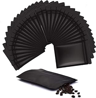 50x Mylar Bags | 3.5g Herb Capacity | Nectar Smell Proof Baggies, 9cm x 13cm | Airtight Zipper Lockable Bags with Metallic Foil Lining, Resealable & Reusable Bags (Matte Black)