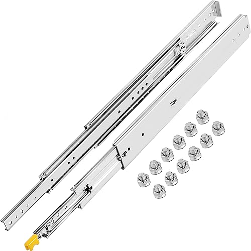 VEVOR Guías para Cajones 609 mm, Rieles para Cajones 227 kg, Carriles para Cajones Correderas para Cajones Guías Laterales para Cajones con Rodamiento de Bolas Guías Telescópicas para Cajones Plata