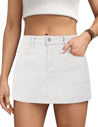 Image of Fengbay Denim Skorts for Women,High Waisted Denim Mini Skirt Casual Stretch Ladies Jean Skirt with Pockets UK