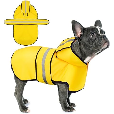 Paiaite Dog Raincoat: Hooded Slicker Poncho, Durable Waterproof Jacket with Reflective Stripes, Convenient Leash Hole, and Adjustable Fit, Perfect for Small, Medium, and Large Dogs Yellow XL Cover