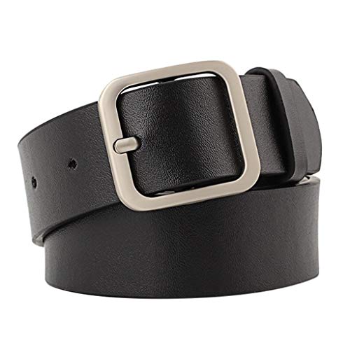 Dirk41 Mens Leather Belt Fashion Belt Ladies Wild Belt Buckle Decorative Belt Mens Adjustable Belt Belt Size (Black, One Size)