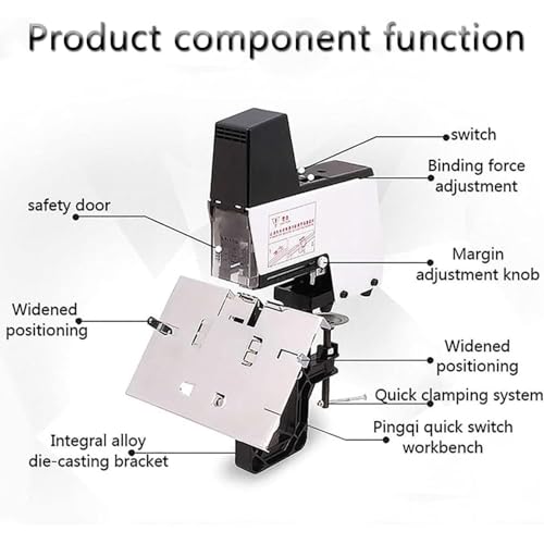 Encuadernadora automática de sillín, engrapadora eléctrica para 2-30 hojas, niveles de intensidad ajustables, ideal para oficina y escuela