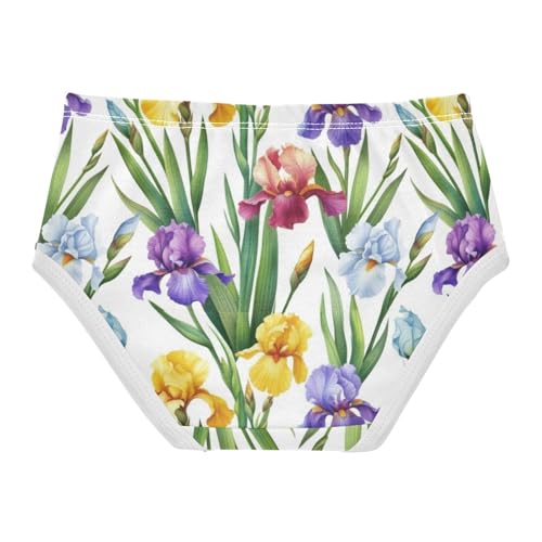 Colorful Girls Underwear Toddler 2t Cotton Panties for Girl Colorful Irises Green Leaves Briefs Kids Undies2