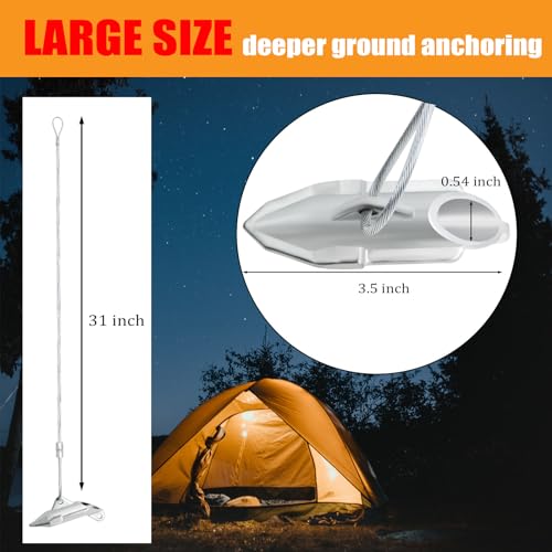 Earth Anchors in Ground, (12 Pcs) Minimum of 1000 LBS 30 Inch Bullet Anchors for Sheds Securing Camping Tents Swing Set Green House, Duck Billl Earth Anchors Heavy Duty - Thumbnail 4