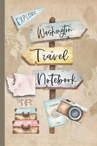 Washington Travel Notebook: Vacation Log Book: Daily Traveling Record Journal, Half Blank, Half Dot Grid 100 Page Adventuring Diary, Gifts for Travelers