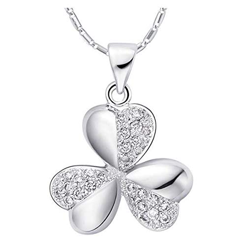 Collier trèfle en argent 925 et diamant pour femme