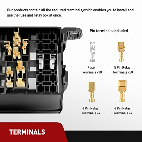 Image of Nilight 12V Fuse Relay Box 6 Relays 6 Slots ATC ATO Blade Fuse Holder 4Pin 5Pin Terminal 40A Relay Waterproof Block Kit Universal for Automotive Car Truck Camper Marine Boat