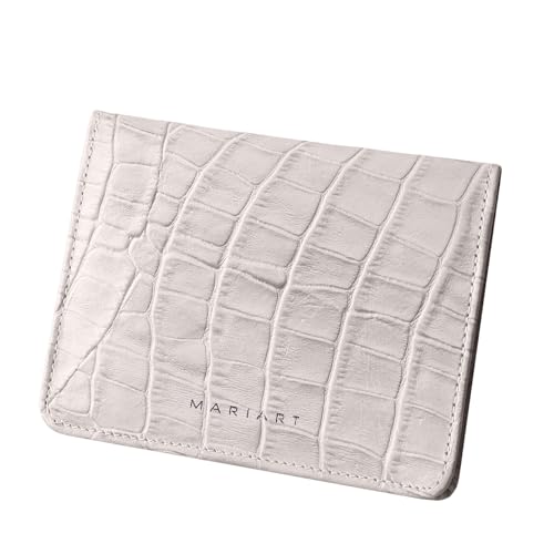 Carteira Feminina de Couro Bovino Legítimo p/Cartões, RG, CNH e Cédulas Dobradas Mariart 649 (Croco Off White)