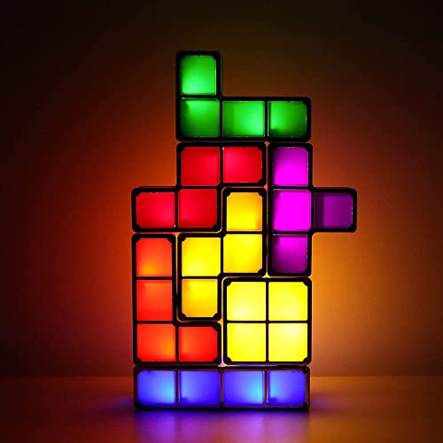 WREWING Light, LED Veilleuse Empilable 7 Couleurs Verrouillage par Induction Lampe de Bureau 3D DIY Magic Block Puzzle Jouets Enfants Ados Chambre Décoration D'intérieur (Lights)
