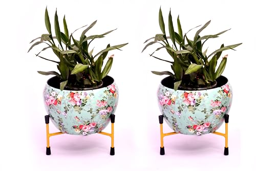 Image of Amazon Brand - Solimo Tripod Stand | Set of 2 | Flower Pattern | Multicolor | Iron