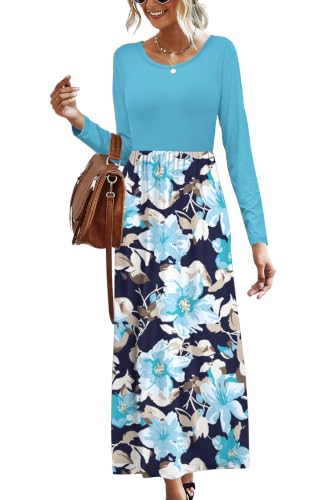 Image of AUSELILY Women's Classic Long Sleeve Dress Loose Plain Long Casual Maxi Dresses with Pockets 2026