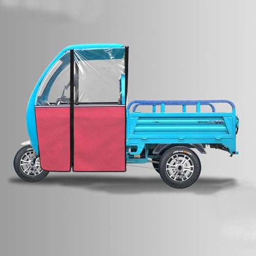 Capota para triciclo eléctrico impermeable transparente y roja antilluvia