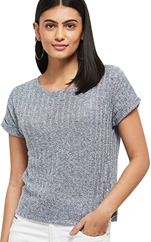 Image of Max Women's Cotton Regular Fit Textured Round Neck T-Shirt