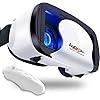 VR Headset with Controller Adjustable 3D VR Glasses Virtual Reality Headset HD Blu-ray Eye Protected Support 5~7 Inch for Phone/Android (White)