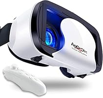 VR Headset with Controller Adjustable 3D VR Glasses Virtual Reality Headset HD Blu-ray Eye Protected Support 5~7 Inch with Controller