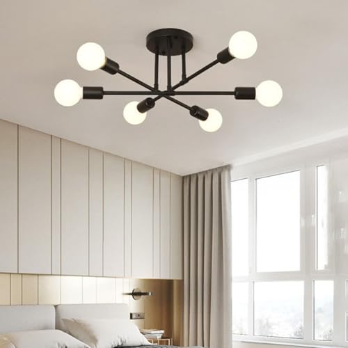 Lámpara de hierro minimalista con rotación industrial y casquillo E27 negro 7