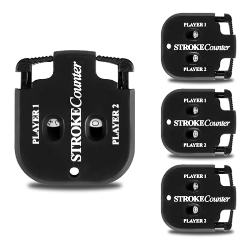 HOMMDECO 4PCS Mini Golf Score Counter One Touch Reset Golf Stroke Counter Portable Golf Stroke Score Count for 2 Players 0-9 Rotating Numbers Press Scoring,Black​